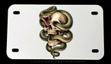 Snake Skull Tattoo Art Style Motorcycle Metal License Plate