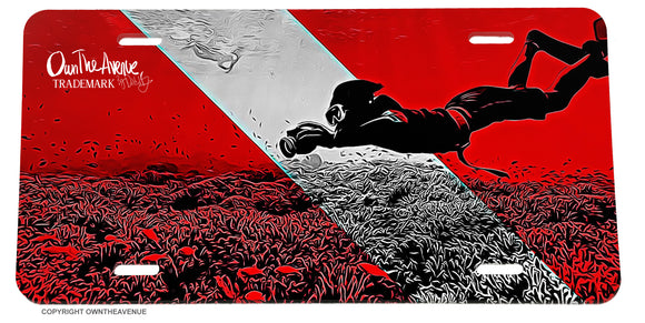 OwnTheAvenue Scuba Diving Diver Down Ocean License Plate Cover - OwnTheAvenue