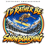 x2 I'd Rather Be Snowboarding Skeleton Car Truck Vinyl Sticker Decals 4"