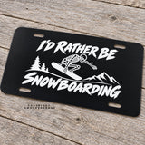I'd Rather Be Snowboarding Skeleton Auto Car Truck SUV Black License Plate