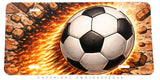 Soccer Flames Fire Vintage Style Auto Metal License Plate - OwnTheAvenue