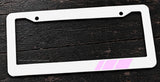 Soft Pink Sport Racing Stripe Drifting Model V001A White License Plate Frame - OwnTheAvenue