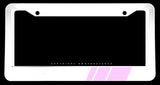 Soft Pink Sport Racing Stripe Drifting Model V001A White License Plate Frame - OwnTheAvenue