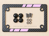 Soft Pink Sport Racing Stripe Carbon Fiber Motorcycle License Plate Frame - OwnTheAvenue