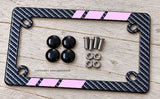 Soft Pink Sport Racing Stripe Carbon Fiber Motorcycle License Plate Frame - OwnTheAvenue