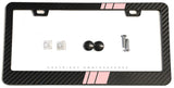 Soft Pink Sport Stripe Racing Style Carbon Fiber License Plate Frame