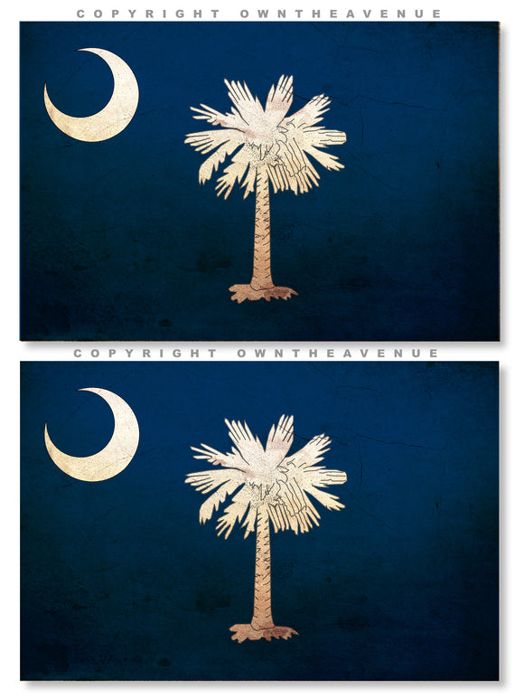 2Pcs South Carolina Flag Vintage Style Vinyl Sticker Decals 3.5