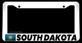 South Dakota Flag Vintage Style White License Plate Frame - OwnTheAvenue