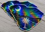 x2 South Carolina Flag Souvenir Holographic Vinyl Sticker Decals 3.5"