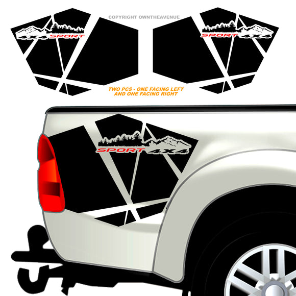 x2 4X4 Sport Graphic Mountain Side Body Car Off Road Truck Digital Art Sticker Decal