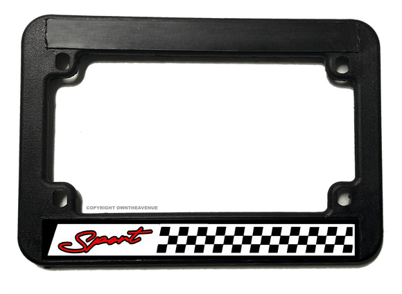Sport Racing Checkered Stripe Street Bike Motorcycle License Plate Frame