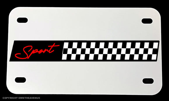 Sport Racing Stripe Checkered Street Bike Motorcycle Metal License Plate - OwnTheAvenue