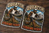 x2 Squatch Fishing Team Bigfoot Humor Joke Vinyl Sticker Decals 4" Each