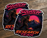 x2 Squatch Research Team Bigfoot Synth Wave Vinyl Sticker Decals 4"