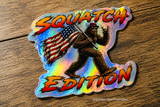 Bigfoot Squatch Edition Flag Car Truck Holographic Vinyl Decal Sticker 3.75"