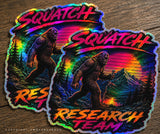 x2 Squatch Research Team Bigfoot Synth Wave Holographic Vinyl Sticker Decals 4"