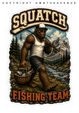 x2 Squatch Fishing Team Bigfoot Humor Joke Holographic Vinyl Sticker Decals 4" Each