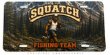 Squatch Fishing Team Humor Auto Metal License Plate