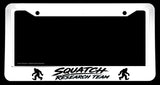 Squatch Research Team Humor Joke White License Plate Frame