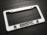 Squatch Research Team Humor Joke White License Plate Frame