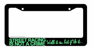 JDM Street Racing Tuner Drifting Funny Black License Plate Frame Mint Art