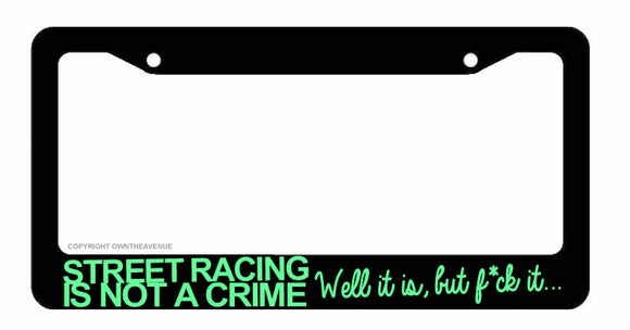 JDM Street Racing Tuner Drifting Funny Black License Plate Frame Mint Art