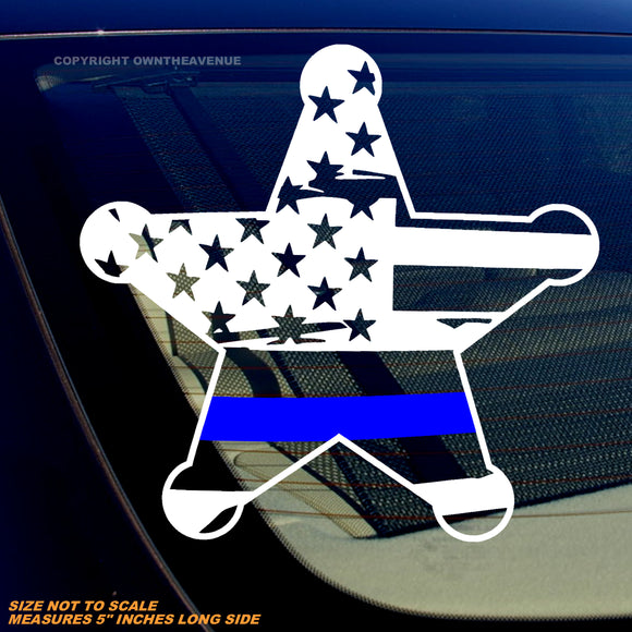 Support Police Officers Thin Blue Colored Line Distressed Flag Star Vinyl Decal 5