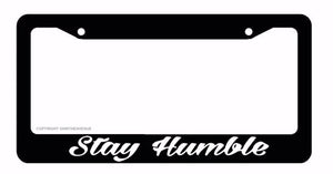 JDM Stay Humble Tuner Drifting Racing Ribs Black License Plate Frame (syhumribF) - OwnTheAvenue