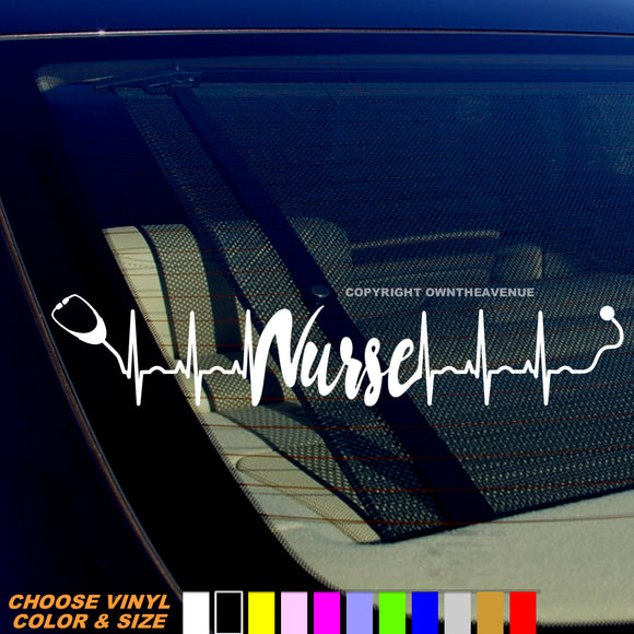 Nurse Heart Beat Stethoscope Car Truck Laptop Vinyl Decal Sticker