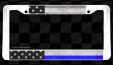 Subdued Vintage Style Support Police American Flag White License Plate Frame - OwnTheAvenue