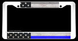 Subdued Vintage Style Support Police American Flag White License Plate Frame - OwnTheAvenue