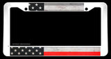 Subdued Vintage Style Support Firefighters American Flag White License Plate Frame - OwnTheAvenue