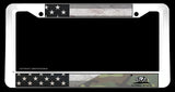 American Flag Cali California Flag Tattered Camo White License Plate Frame - OwnTheAvenue