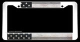 Subdued Tattered Vintage Style USA American Flag White License Plate Frame - OwnTheAvenue