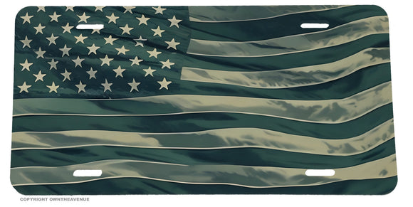 USA America Wavey Style World Country American Subdue Flag Auto License Plate