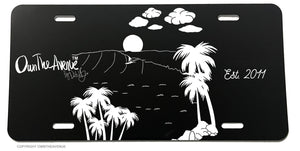 Surfing Beach Ocean Sunset Palm Trees OwnTheAvenue License Plate Cover - OwnTheAvenue