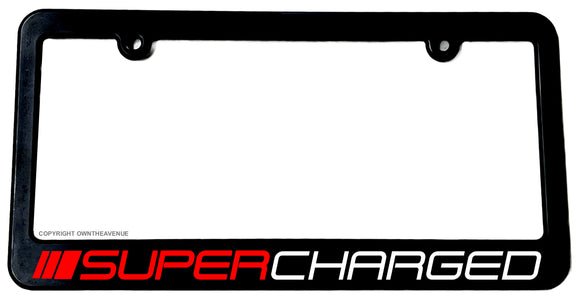 Supercharged Racing Stripes Hot Rod Muscle Car Truck License Plate Frame