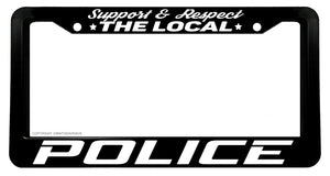 Support The Local Police Love Auto License Plate Frame White-01