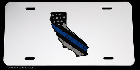 Support Police Grunge American Flag Cali California License Plate Cover