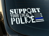 Support Your Local Police Blue Colored Line USA American Flag Decal 6" Inches - OwnTheAvenue