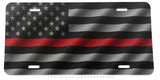 Support Firefighters Red Colored Line USA American Flag Auto Metal License Plate - OwnTheAvenue