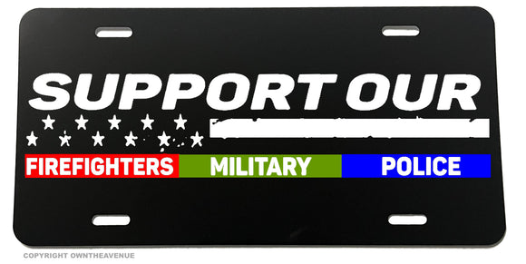 Support Police Military Firefighters Auto License Plate Cover