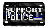 Support Your Local Police USA American Flag Motorcycle License Plate - OwnTheAvenue