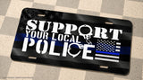 Support Your Local Police USA American Flag Auto Metal License Plate - OwnTheAvenue