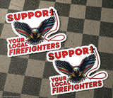 2Pcs Bald Eagle USA American Flag Support Local Firefighters Sticker Decals 5" - OwnTheAvenue