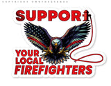2Pcs Bald Eagle USA American Flag Support Local Firefighters Sticker Decals 5" - OwnTheAvenue