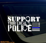Support Your Local Police Blue Colored Line USA American Flag Decal 6" Inches - OwnTheAvenue