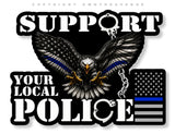 2Pcs Support Your Local Police Bald Eagle USA American Flag Sticker Decals 5" - OwnTheAvenue