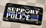 Support Your Local Police USA American Flag Motorcycle License Plate - OwnTheAvenue
