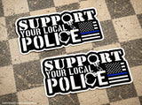 2Pcs Support Your Local Police Blue Colored Line USA American Flag Stickers 5" - OwnTheAvenue